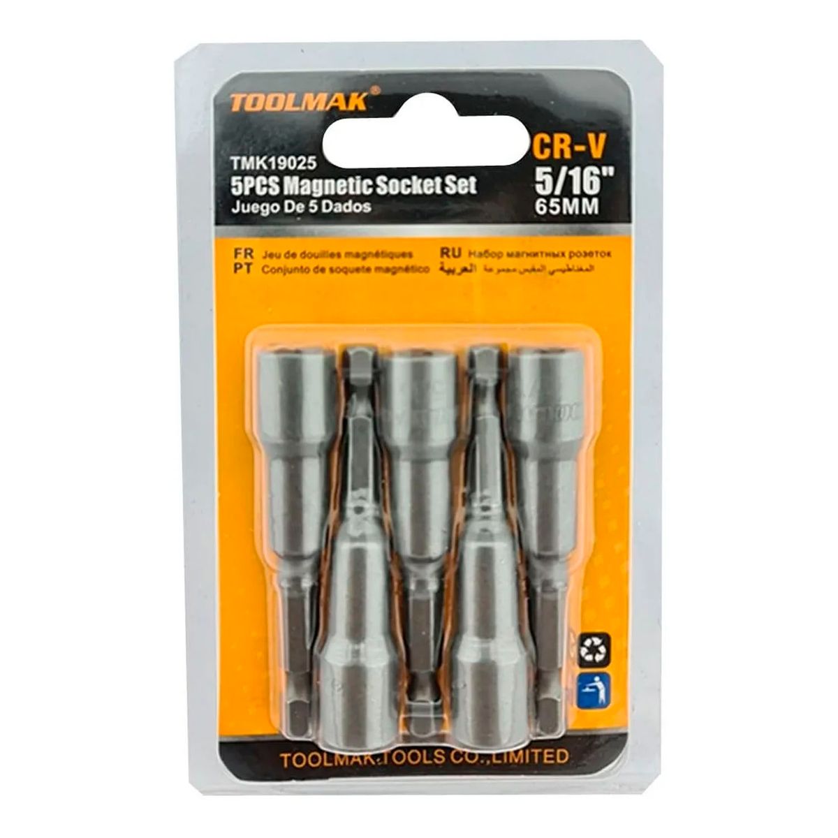 GENERICO - Juego De Adaptadores 5/16 Punta Magnetica 5 Piezas Toolmak