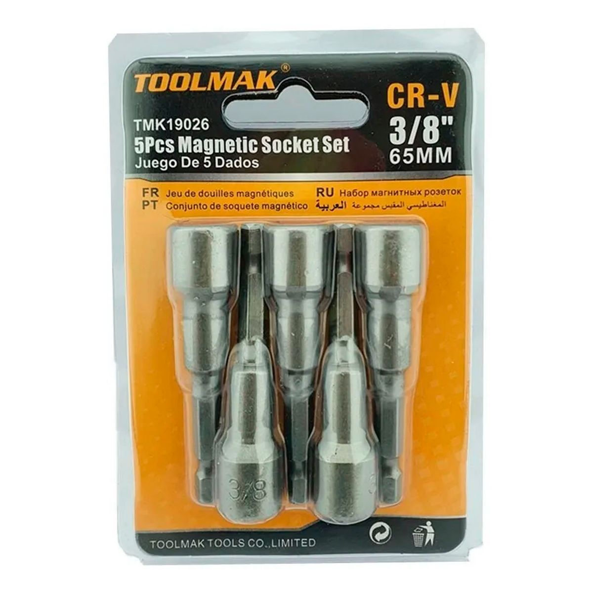 GENERICO - Juego De Adaptadores 3/8 Punta Magnetica 5 Piezas Toolmak