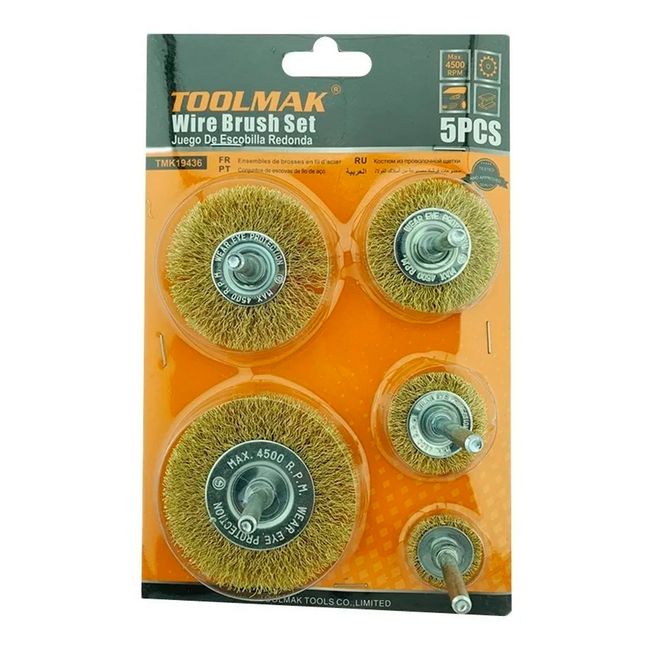 GENERICO - Set Juego De Escobillas Redondas 5 Piezas Toolmak