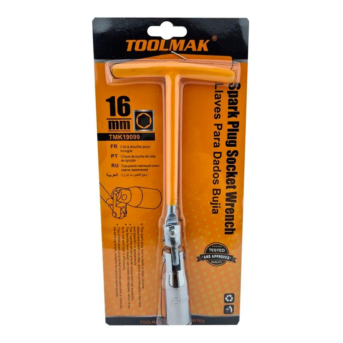 GENERICO - Llave Dado Saca Bujia Auto 16mm Toolmak Tmk19099