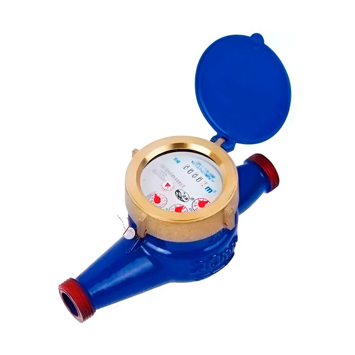 DETODOYMAS - Medidor Remarcador De Agua Con Terminales De Conexión 3/4 Acero - Azul