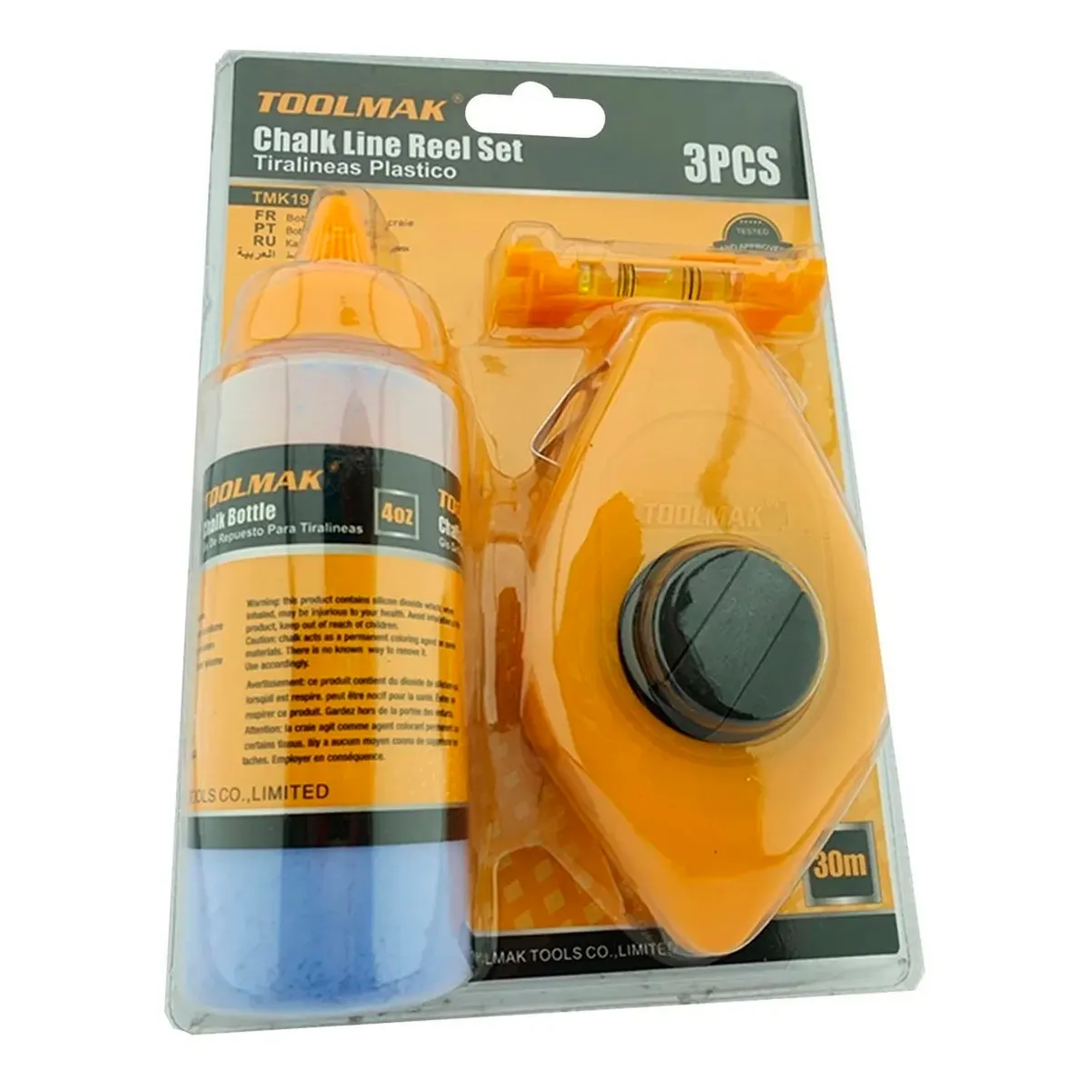 GENERICO - Kit Set Juego De Tizalineas 4 Oz Nivel Tiralineas 3 Pcs Tmk