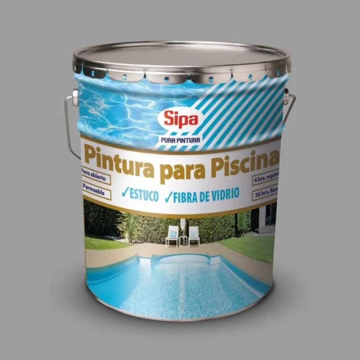 SIPA - PINTURA PISCINA  1 TINETA GRIS HUMO CAUCHO CLORADO SIPA