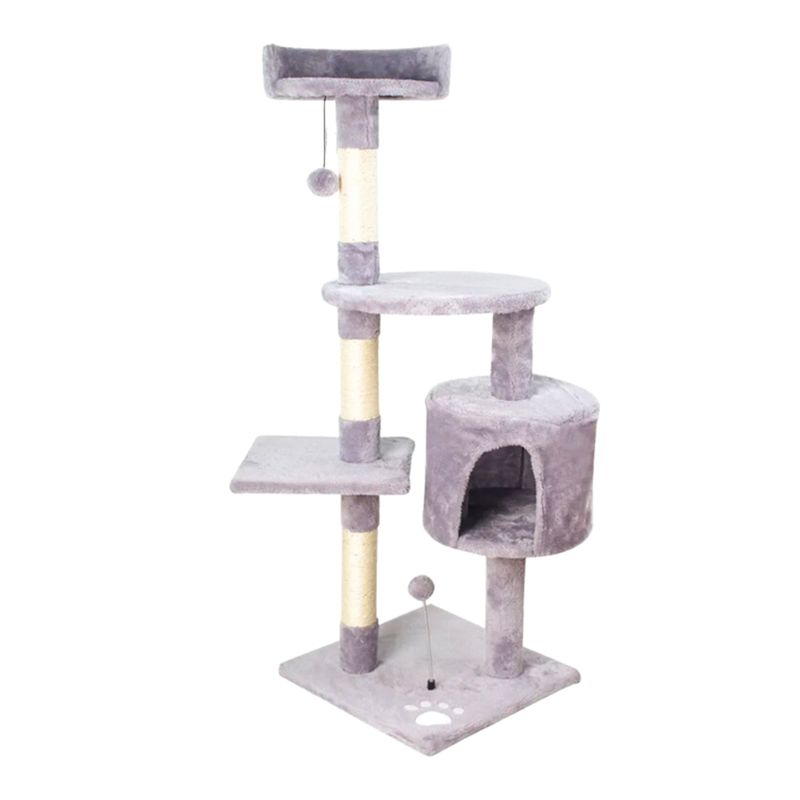 SANTU HOME & DECO - Rascador Repisa Gato Gris 3 Niveles