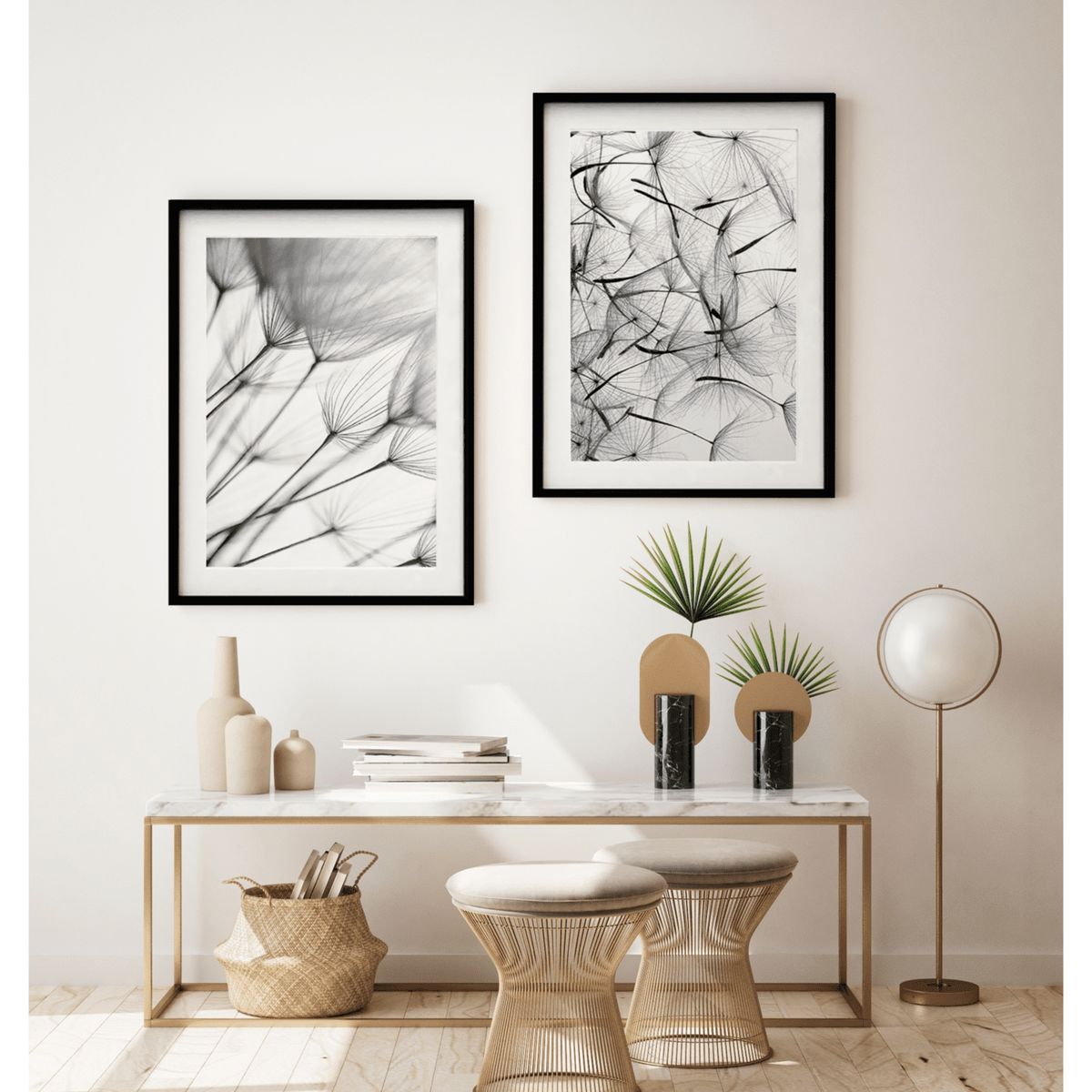 PAPEL ILUSTRADO - Set 3 Dandelion Photography 40x50 cm Marco Negro