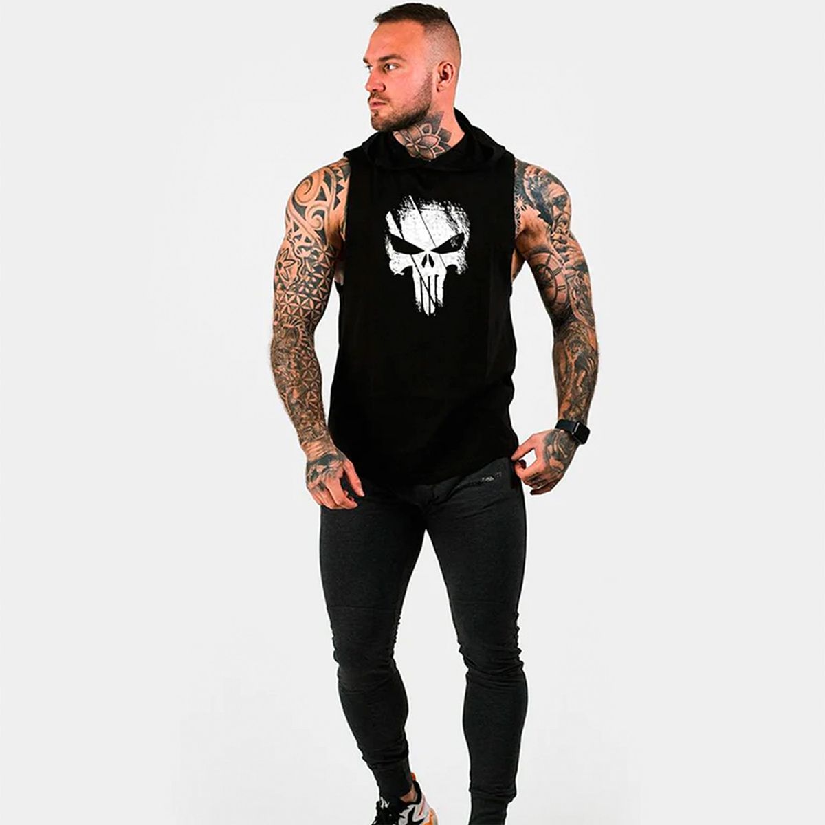 ADEMAN - Polera Musculosa The Punisher Capucha