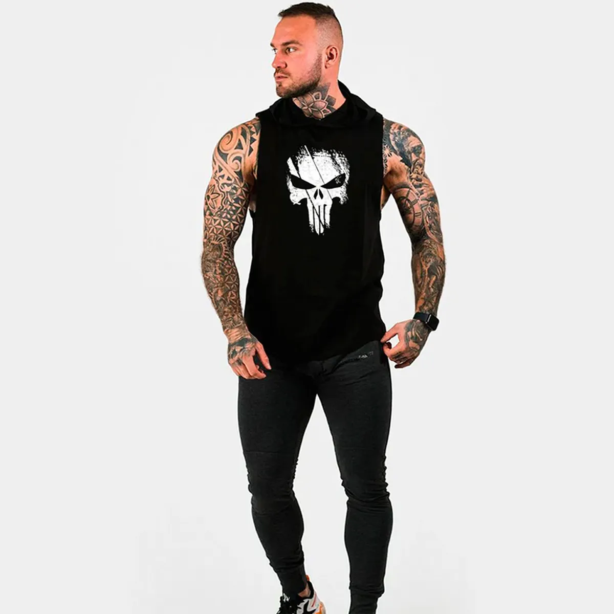 ADEMAN - Polera Musculosa The Punisher Capucha