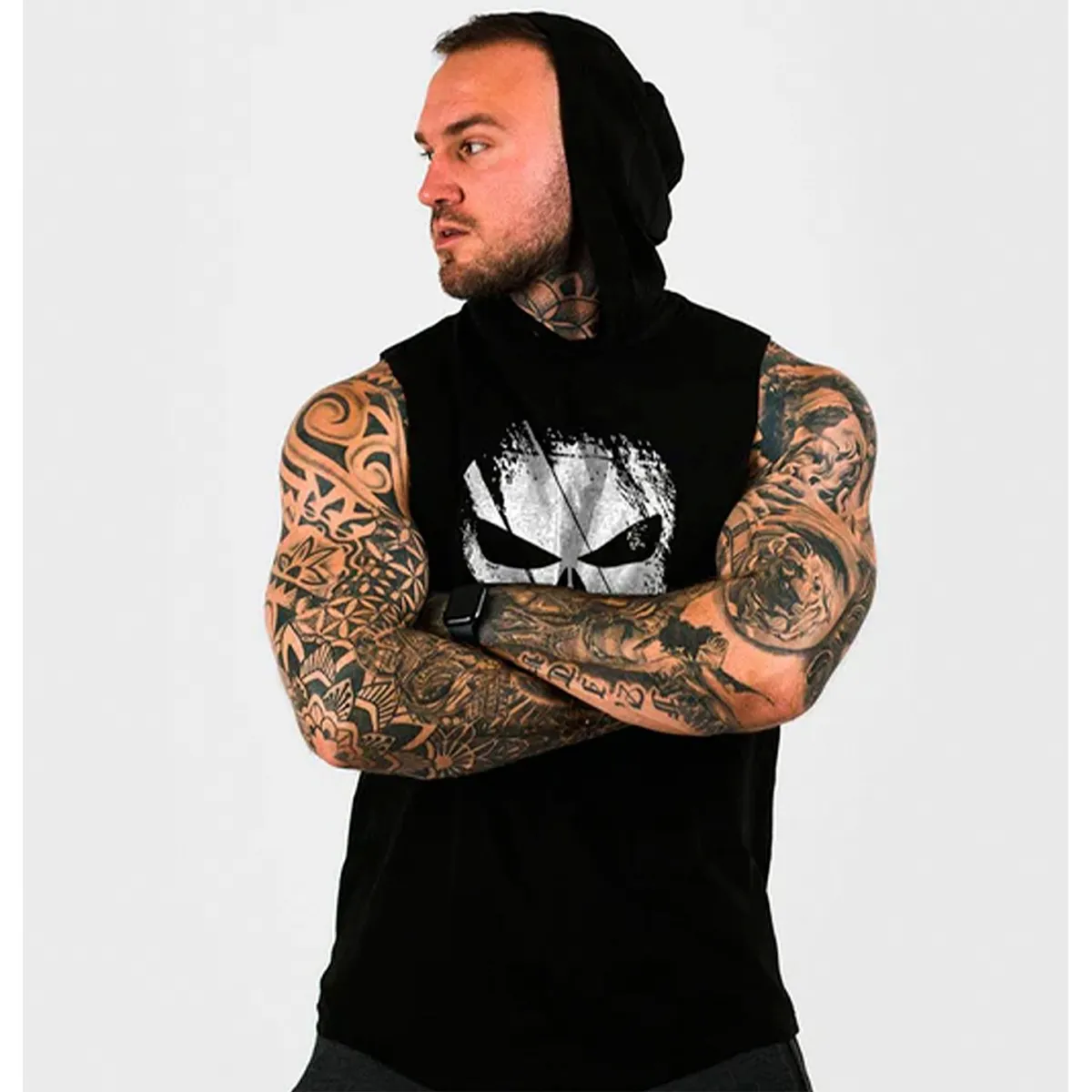 ADEMAN - Polera Musculosa The Punisher Capucha