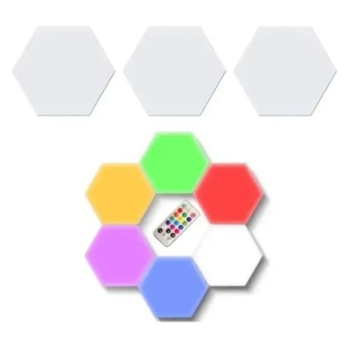 GENERICO - Set De 3 Luces Hexagonales Led Rgb + Control Innovador