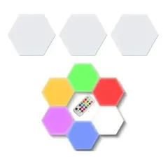 GENERICO - Set De 3 Luces Hexagonales Led Rgb + Control Innovador