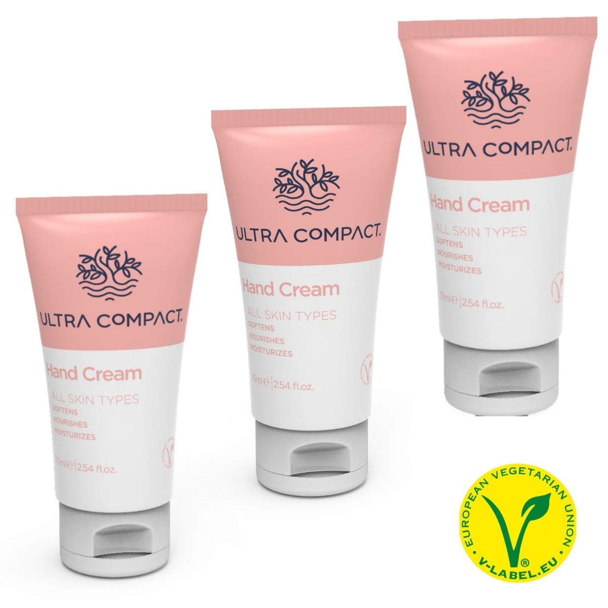 ULTRA COMPACT - Pack 3 x 75mL Crema de Manos Vegana con Manteca de Karite