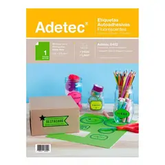 ADETEC - 15 Etiquetas Adhesivas Inkjet/láser Verde Fluor 216x279 mm