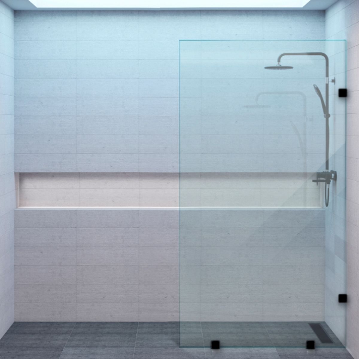 DELL ORTO - Shower Door vidrio templado 100x190 cm herraje negro - Civita