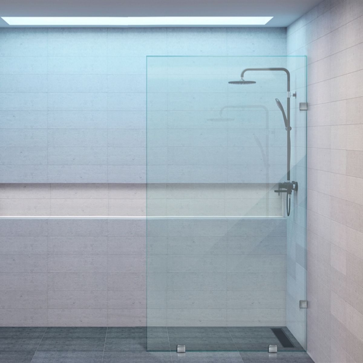 DELL ORTO - Shower Door vidrio templado 100x190 cm Herraje Inox - Civita