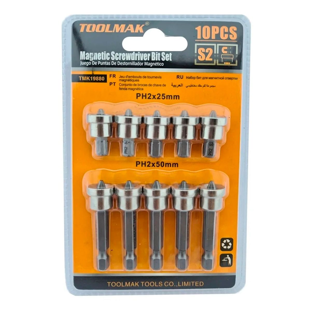 GENERICO - Juego Punta Phillips C Tope Hexagonal S2 Ph2 10pc Magnetico