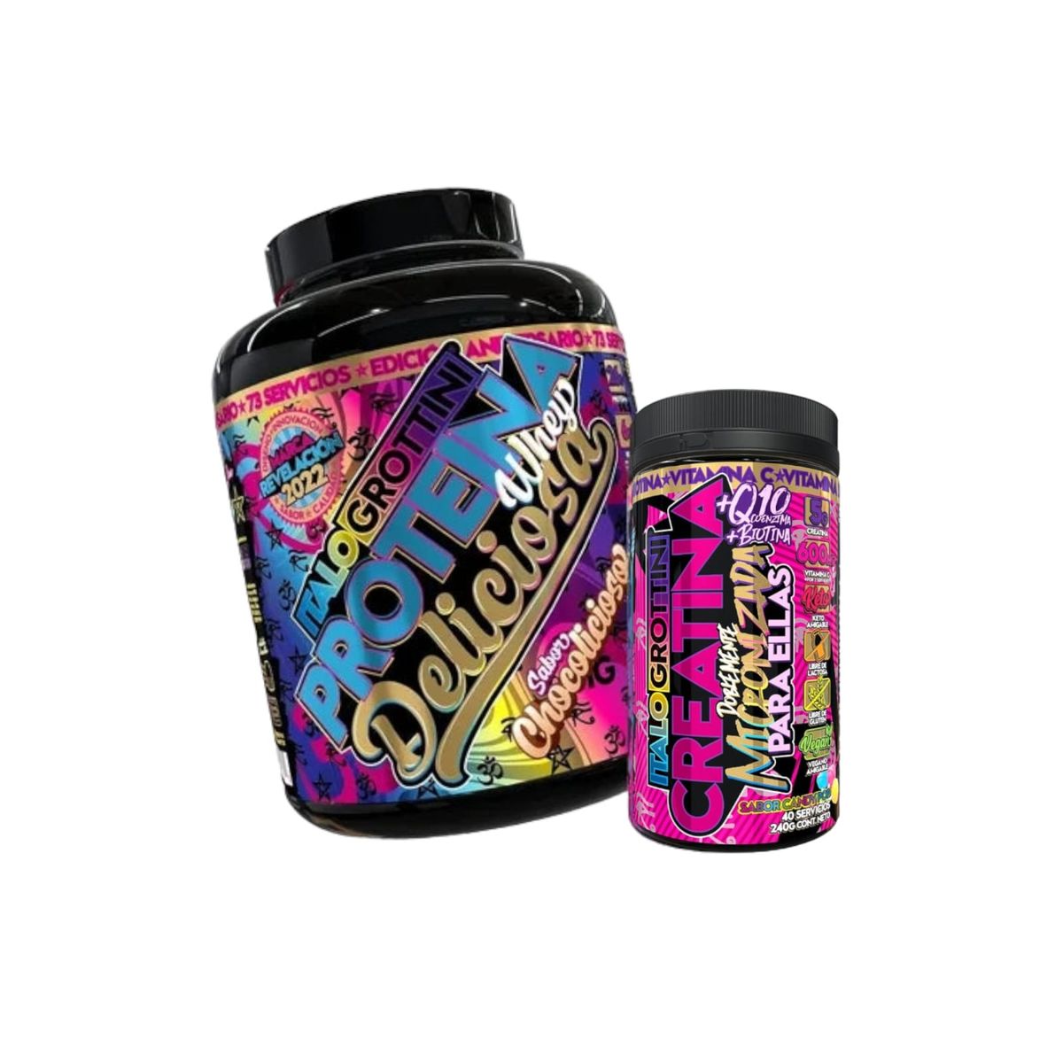 ITALO GROTTINI - PROTEINA WHEY DELICIOSA CHOCOLICIOSA   + CREATINA 40 SV CANDY POP