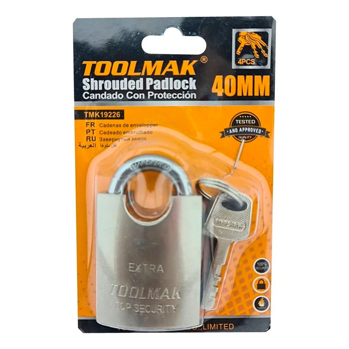 GENERICO - Candado De Seguridad Con Proteccion Acero 40mm Toolmak