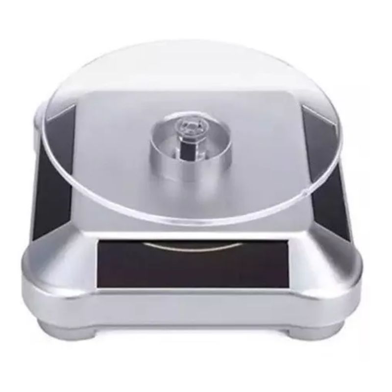 GENERICO - Exhibidor Mostrador Joyas 360 Giratorio Panel Solar plateado