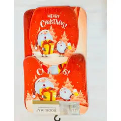 GENERICO - Juego De Baño 03 Piezas Navidad Alfombra Contorno Tapete Inodoro - Santa con regalos