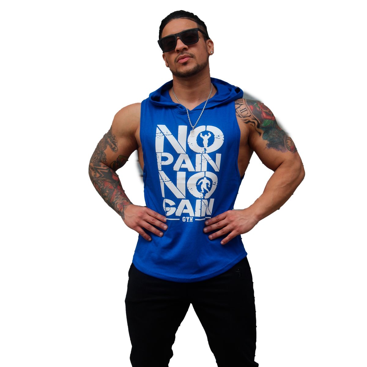 ADEMAN - Polera Musculosa Nopain Nogain con Capucha