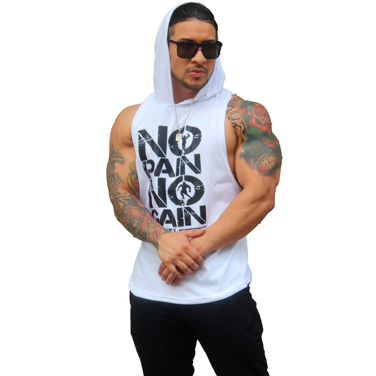 ADEMAN - Polera Musculosa Nopain Nogain con Capucha