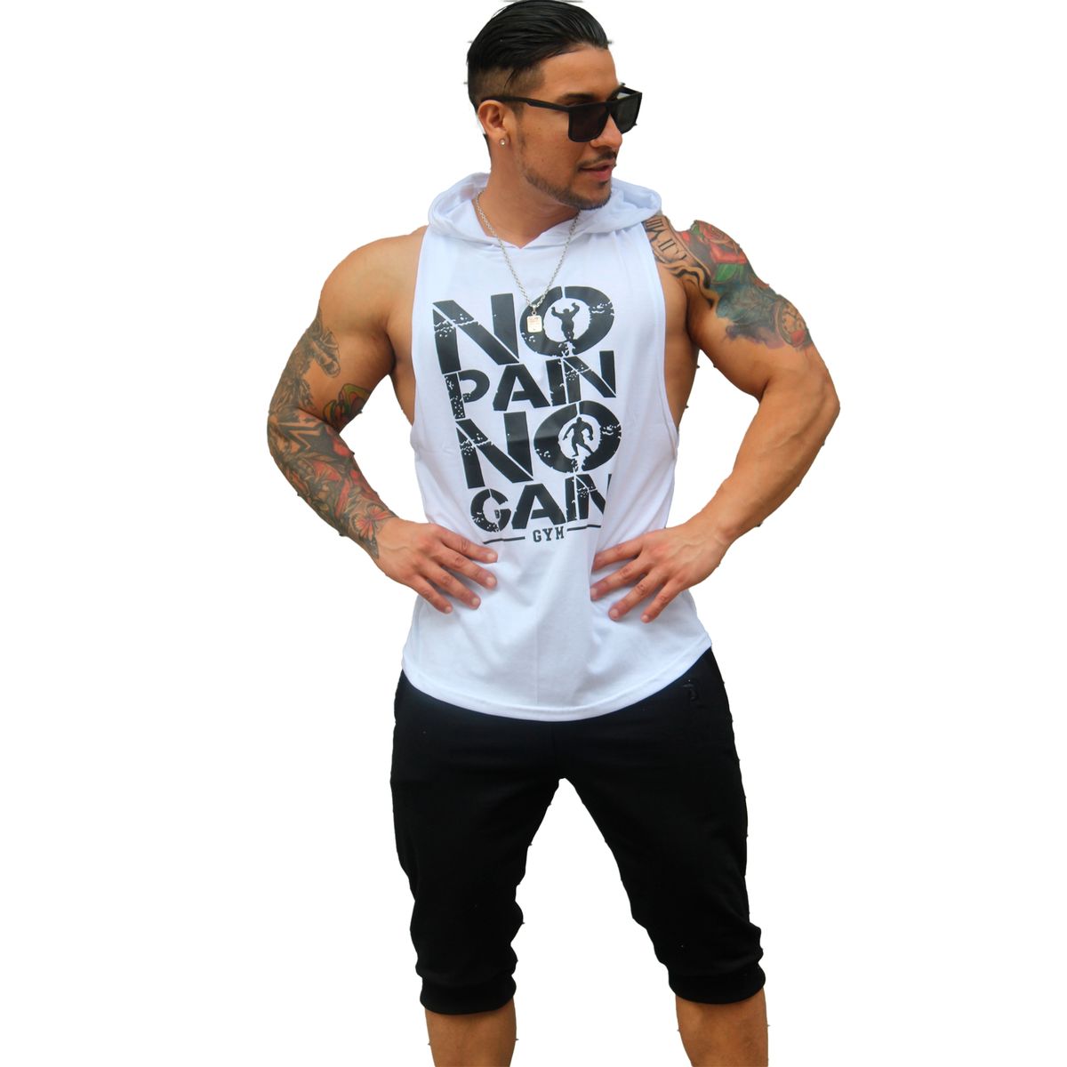 ADEMAN - Polera Musculosa Nopain Nogain con Capucha