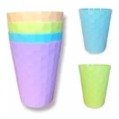 GENERICO - Set 4 Vasos Plasticos Resistentes De Colores Reutilizables