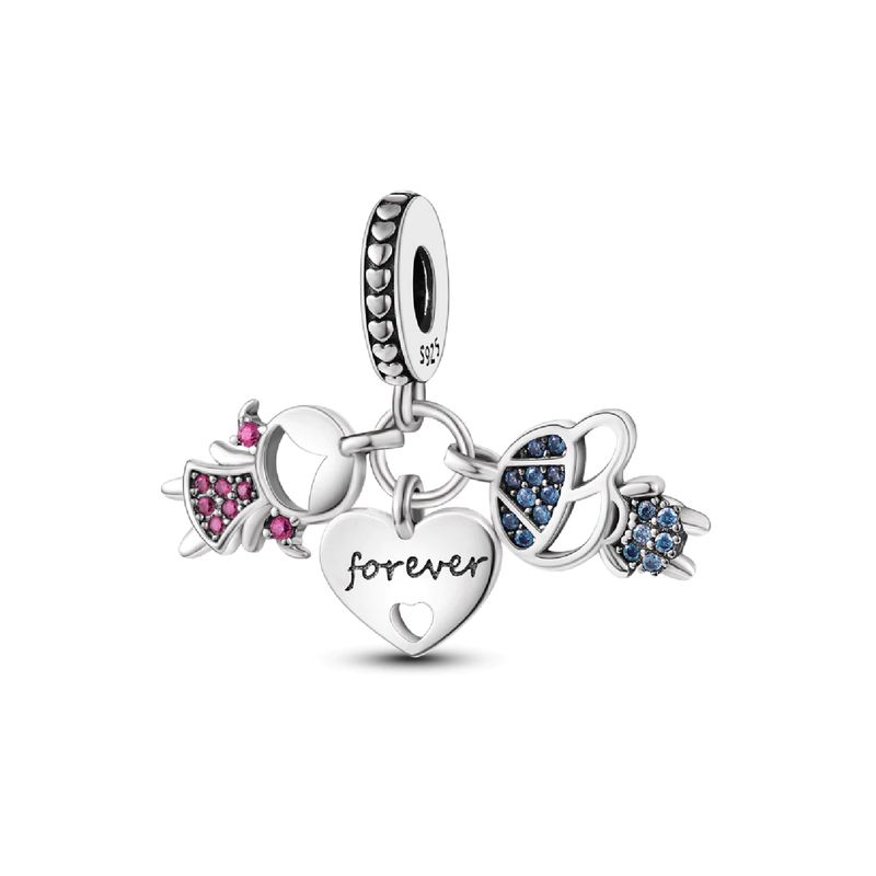 SILVER HEART - Charm Pareja "Forever Love" en Plata Fina 925 SILVER HEART