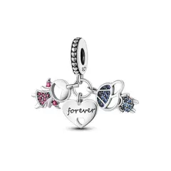 SILVER HEART - Charm Pareja "Forever Love" en Plata Fina 925