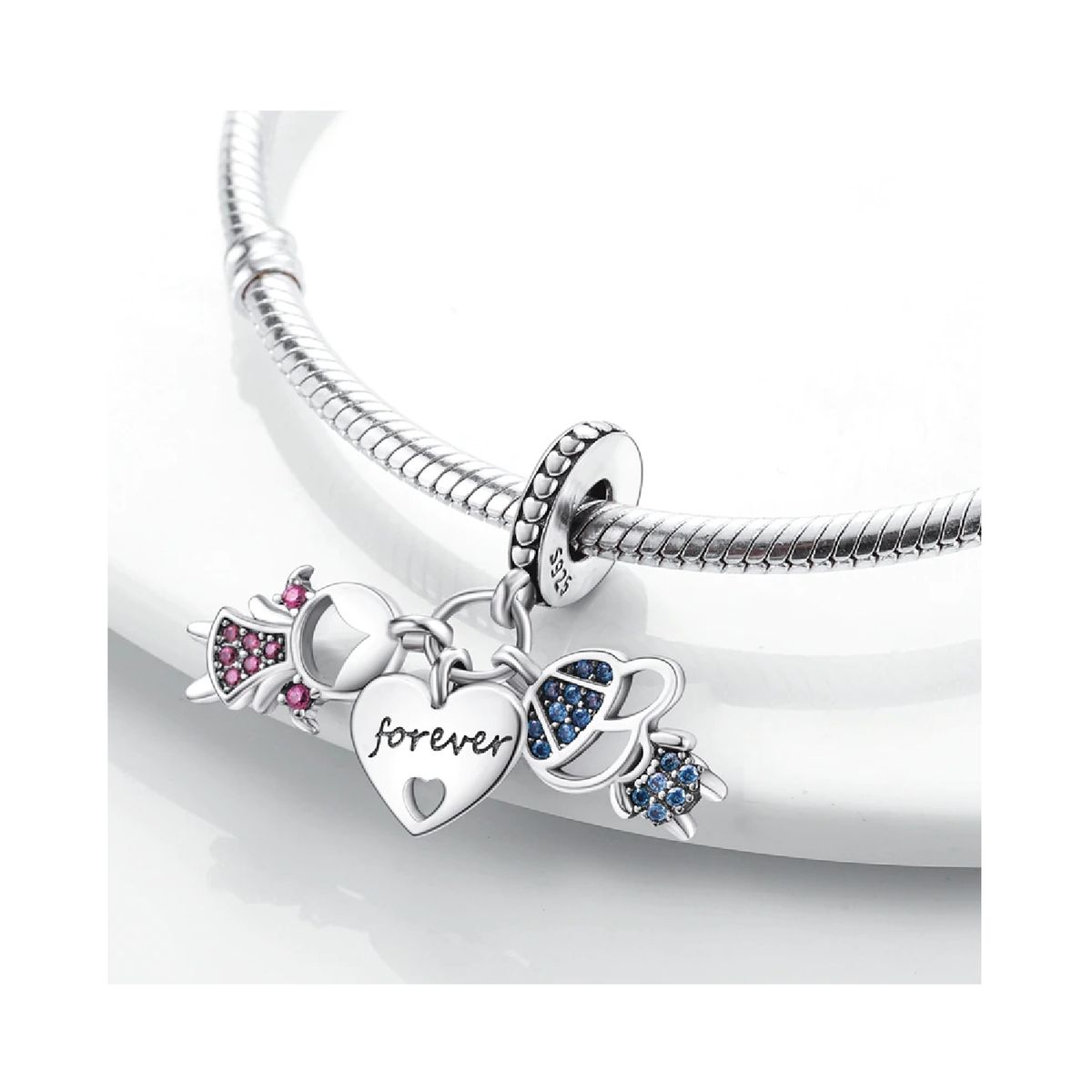 SILVER HEART - Charm Pareja "Forever Love" en Plata Fina 925 SILVER HEART