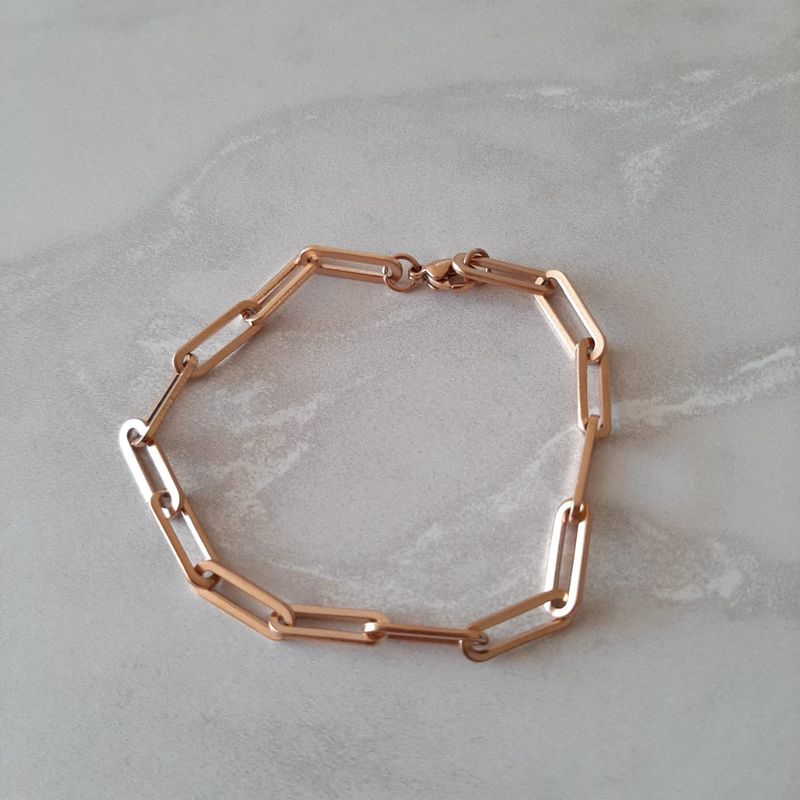 GENERICO - Pulsera Mujer Acero Quirúrgico Eslabones Rosa Gold