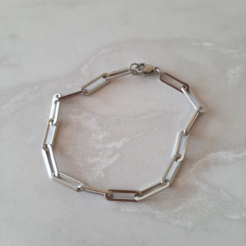 GENERICO - Pulsera Mujer Acero Quirúrgico Eslabones Plateado.