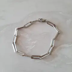 GENERICO - Pulsera Mujer Acero Quirúrgico Eslabones Plateado.