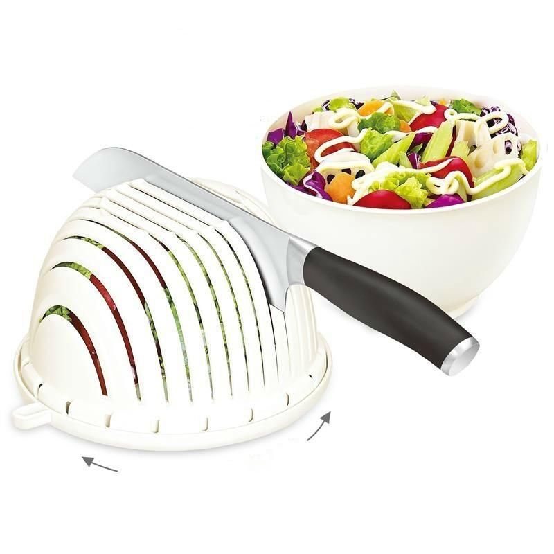 GENERICO - Bowl 3 En 1 Para Ensaladas Frutas Giratorio Blanco