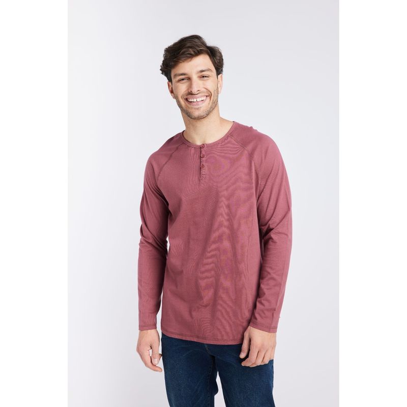 PANAMA JACK - Polera Hombre manga larga Burdeo Panama Jack