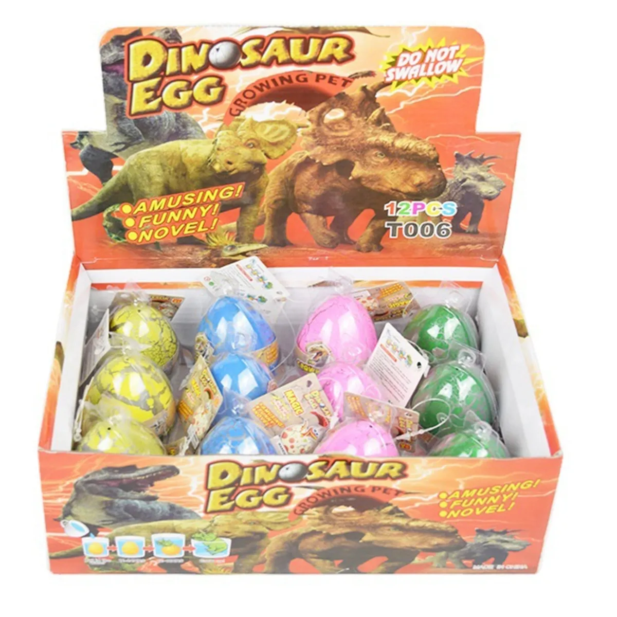 KUANGYE - 12pack Huevos Sorpresas Dinosaurios Que Crecen En Agua 8cm