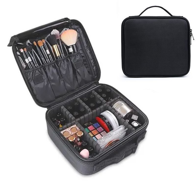 Maleta Maquillaje Portátil Cartera Cosméticos Negra - image 1