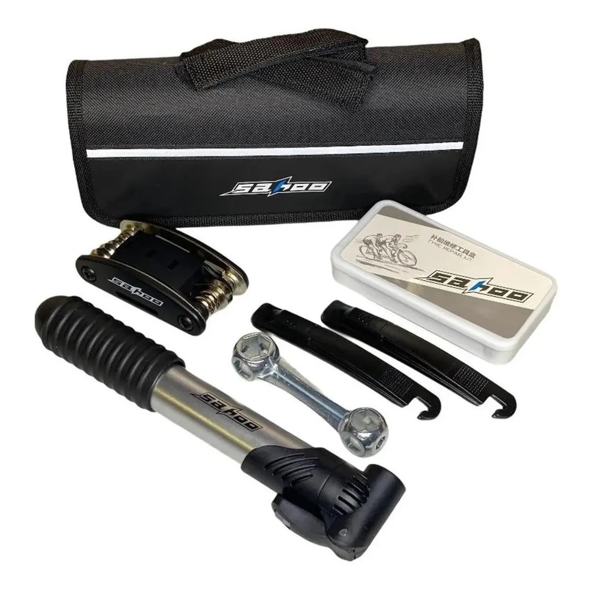 GENERICO - Kit Completo Para Bicicletas Bombin Set Parches Herramientas