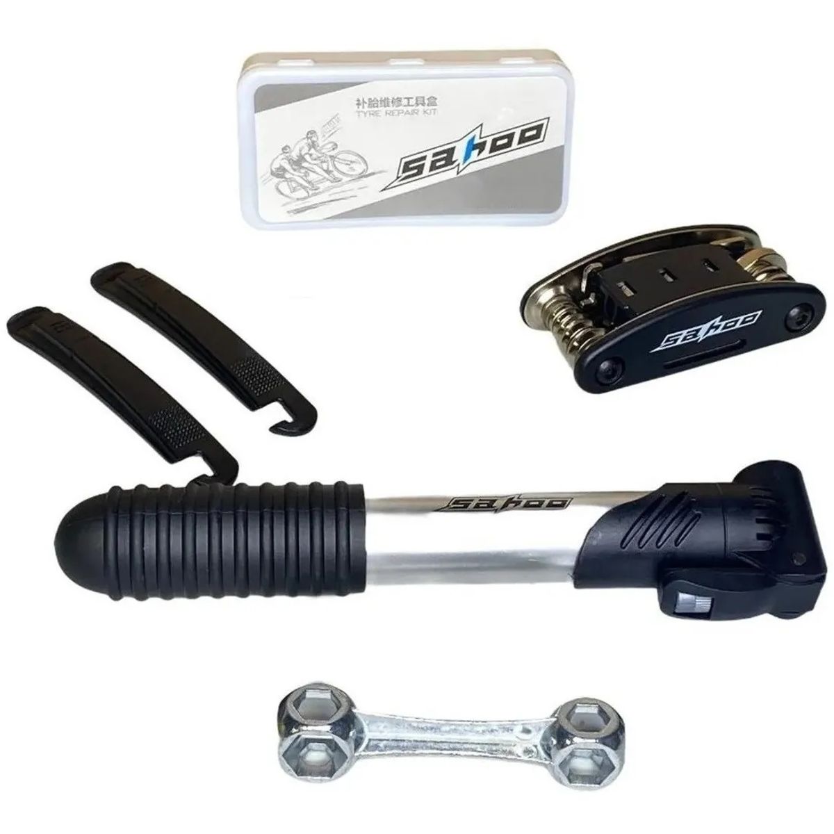 GENERICO - Kit Completo Para Bicicletas Bombin Set Parches Herramientas