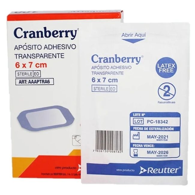 CRANBERRY - APÓSITO TRANSPARENTE 6X7 CRANBERRY CAJA 100 UNIDADES