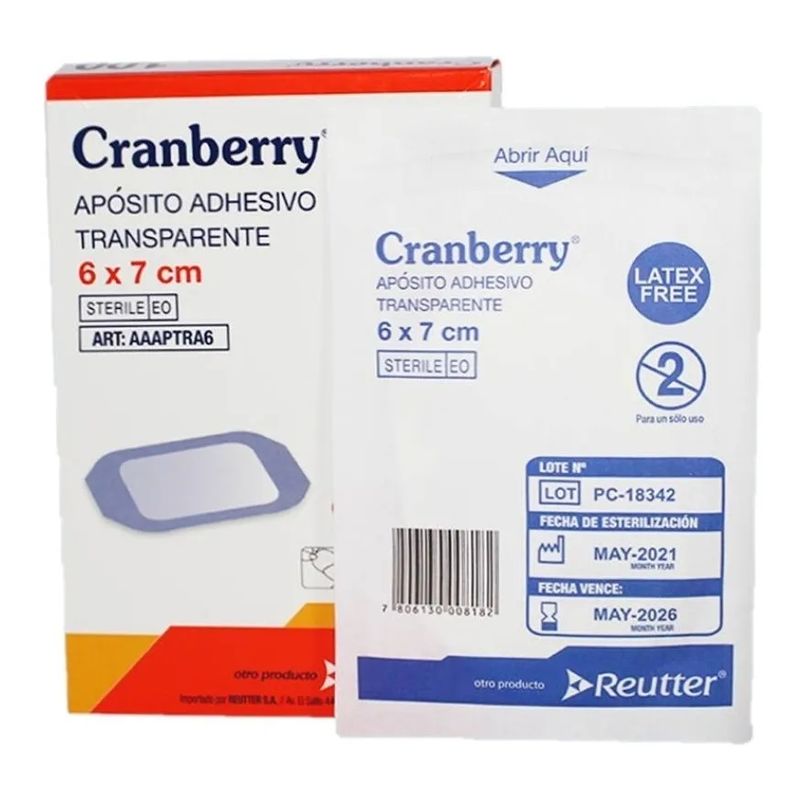 CRANBERRY - APÓSITO TRANSPARENTE 6X7 CRANBERRY PACK 20 UNIDADES