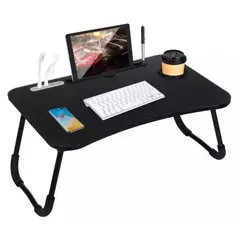GENERICO - Mesa Plegable De Madera Negra Porta Vaso Luz