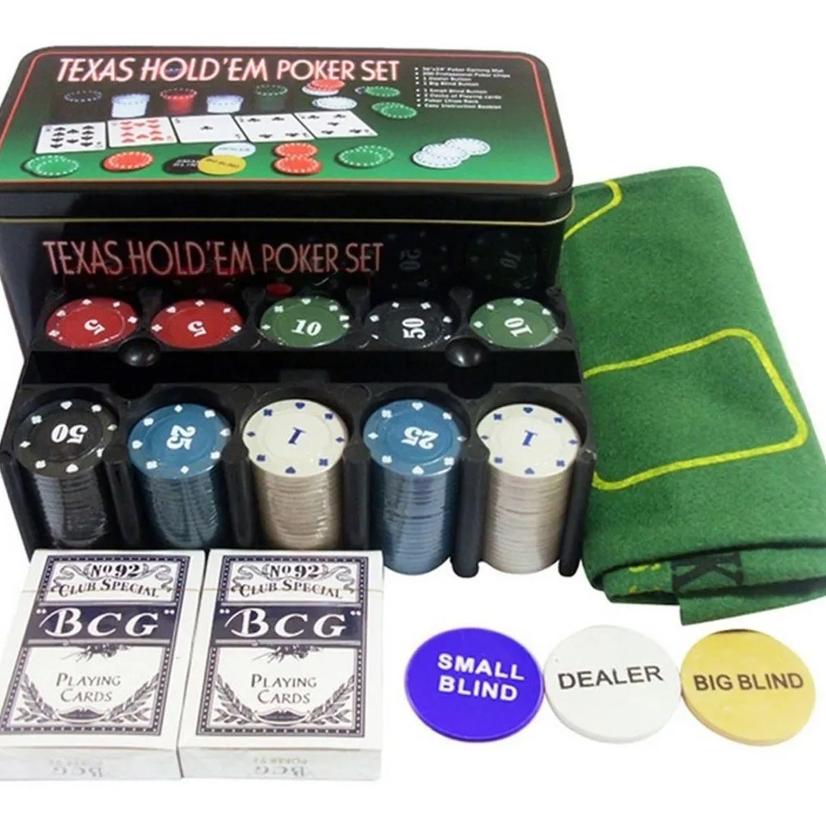 GENERICO - Set Poker Juego De Mesa 200 Fichas Naipes Fichas Poker