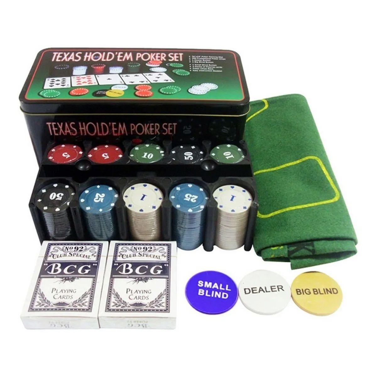 GENERICO - Set Poker Juego De Mesa 200 Fichas Naipes Fichas Poker