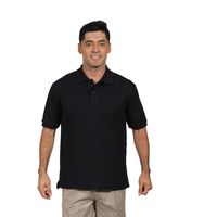 Polera Pique Hombre Manga Corta Negra