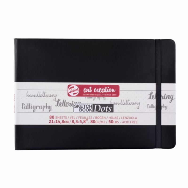 ART CREATION - Libreta Art Creation Negra 21x14,8cm 80gr 80hjas.Con Puntos