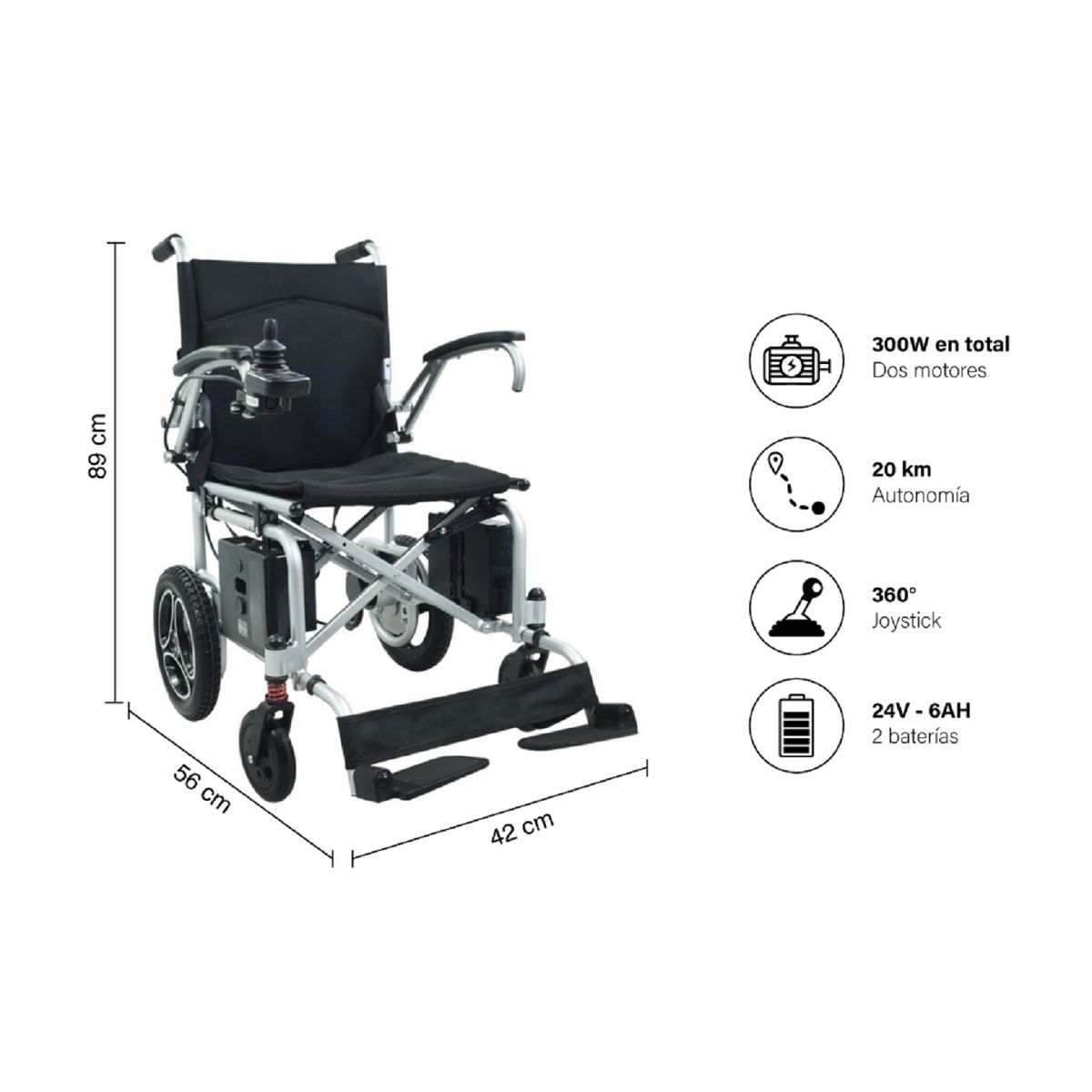 FIRST CARE - SILLA DE RUEDAS ELÉCTRICA LIGHT TRAVEL PLUS – 2 BATERÍAS