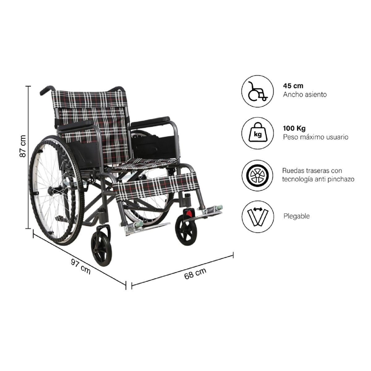 FIRST CARE - SILLA DE RUEDAS STANDARD PLEGABLE GRIS