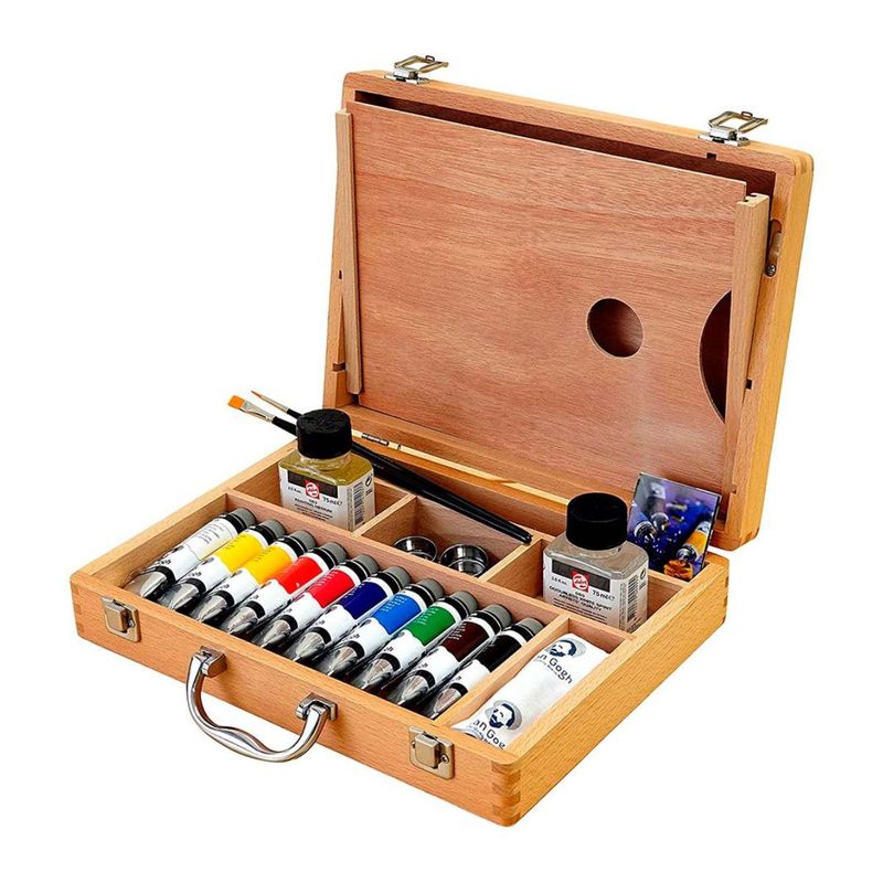 VAN GOGH - Set de Óleos Van Gogh Caja Madera 10 Colores + Accesorios