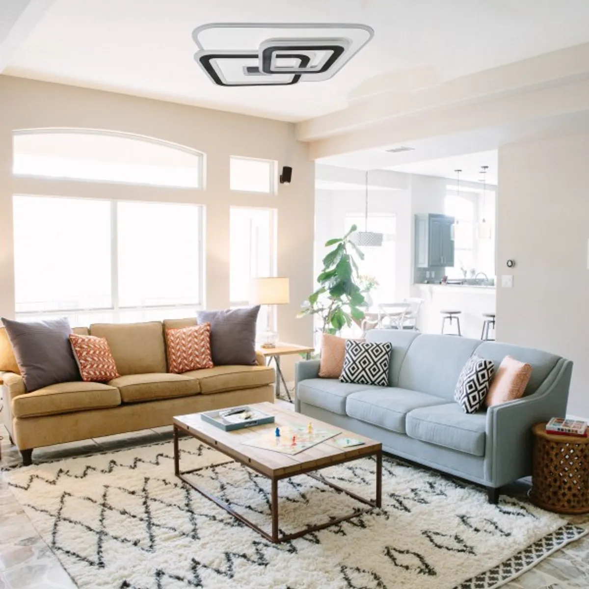 GENERICO - Lampara De Techo Led Cuadrada Blanco Negro Potente Control remoto